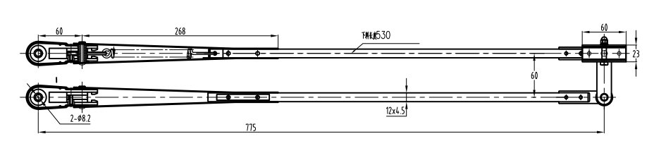 GBSG58R 775mm雙桿右刮臂