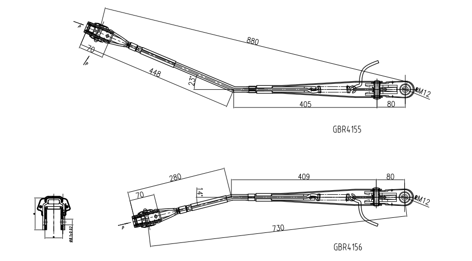 GBR4155（左）、GBR4156（右）R14-單扁桿刮臂