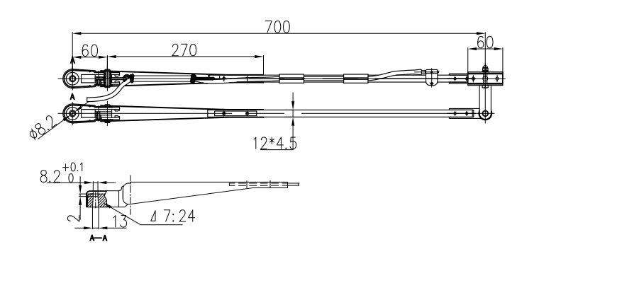 GBSG21 700mm雙桿左刮臂